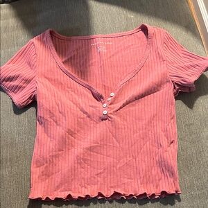 American Eagle Outfitters Ribbed Mauve Crop Top